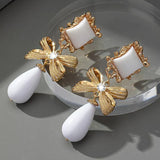 Classic White and Gold Vintage Earrings