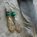 Pure Silver Boho Dangle Earrings Featuring Turquoise Stone