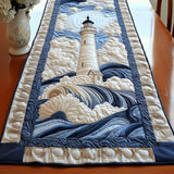 Serene Lighthouse Waves Quilted Table Runner NCU0NT3764
